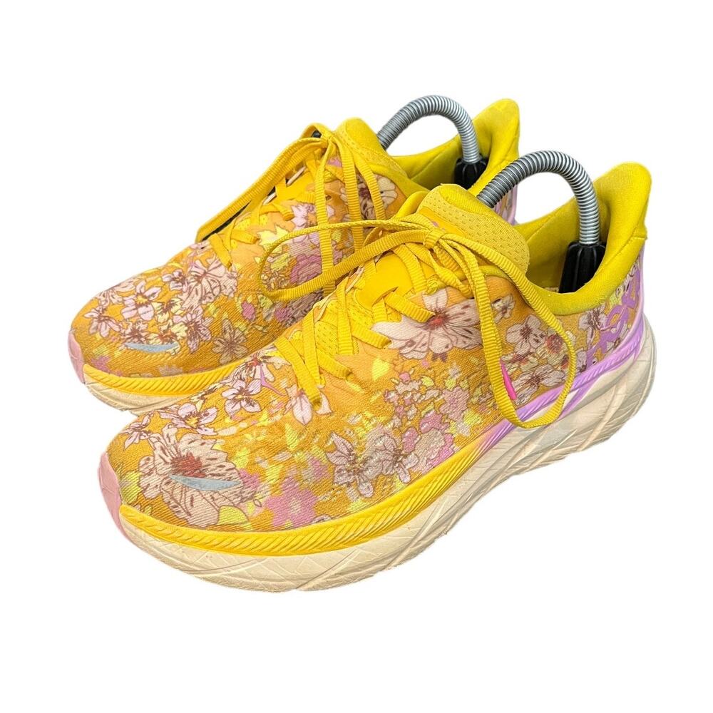 Hoka One x Free People Women's Yellow Floral Athletic Running Shoes
